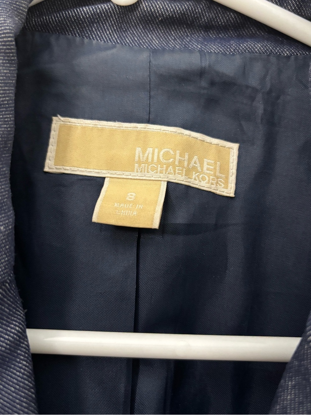 Michael Kors Dark Navy Tailored Blazer with Gold Zipper Details - Picture 3 of 3
